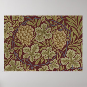Affiche Art de vigne rouge vert de William Morris