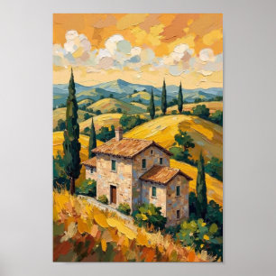 Affiche Art de voyage de la campagne italienne vintage
