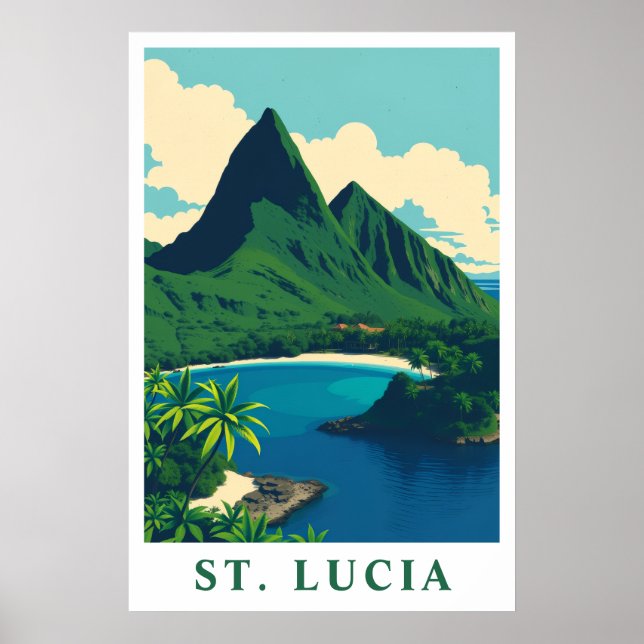 Affiche Art de voyage de la plage tropicale des Caraïbes S (Devant)