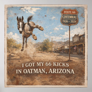 Affiche Art de voyage de l'âne d'Oatman pour le centenaire