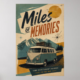 Affiche Art de voyage montagne souvenirs miles campeur rét