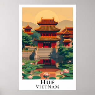 Affiche Art de voyage rétro Hue Vietnam Ville impériale