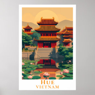 Affiche Art de voyage rétro vintage Hue Vietnam Cité impér