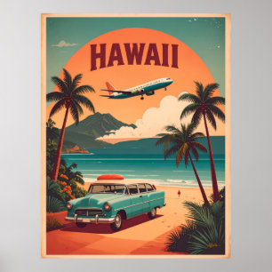 Affiche Art de voyage touristique à Hawaii des années 50 s