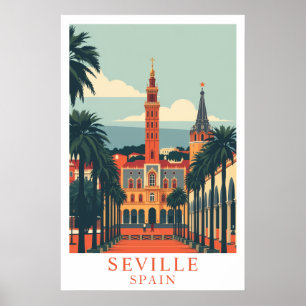 Affiche Art de voyage vintage à Séville Espagne