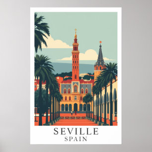 Affiche Art de voyage vintage à Séville Espagne
