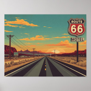 Affiche Art de voyage vintage américain Route 66