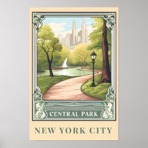 Affiche Art de voyage vintage Central Park NYC