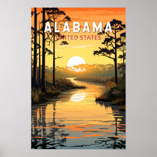 Affiche Art de voyage vintage de l'Alabama