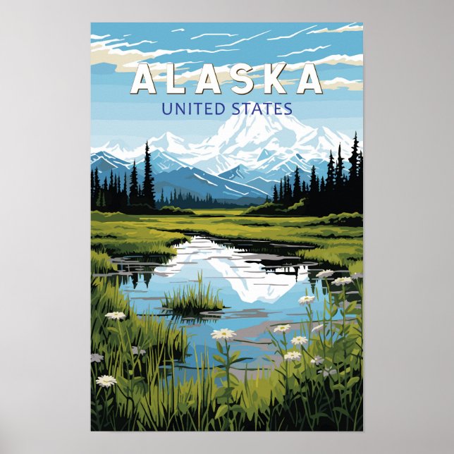 Affiche Art de voyage vintage en Alaska (Devant)