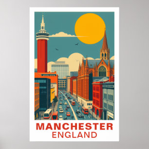 Affiche Art de voyage vintage Manchester Angleterre