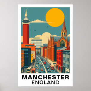Affiche Art de voyage vintage Manchester Angleterre