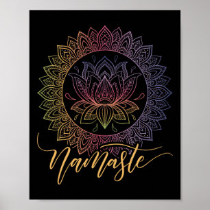Affiche Art de yoga fleur de lotus mandala Namaste
