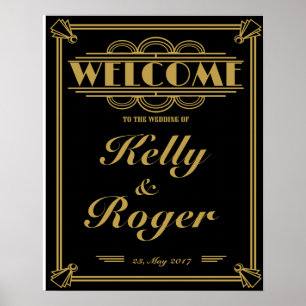 Affiche ART Deco 1920's Gatsby style wedding welcome print