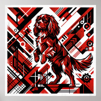 Affiche Art Déco Cavalier King Charles Spaniel | B
