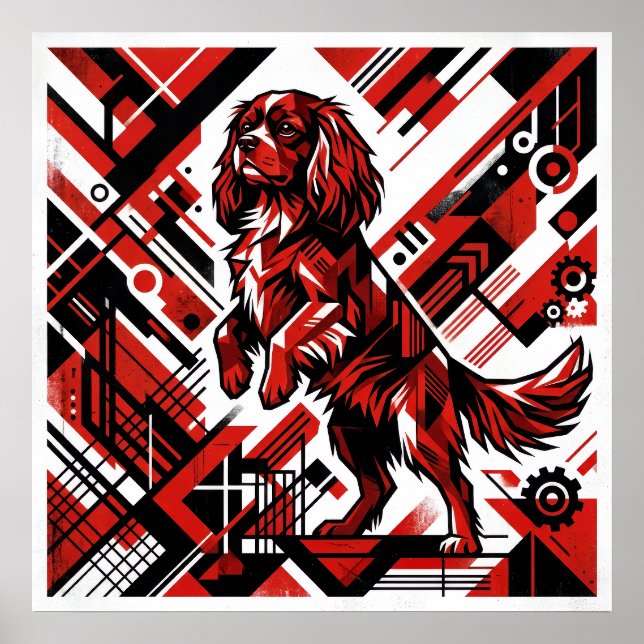 Affiche Art Déco Cavalier King Charles Spaniel | B (Devant)