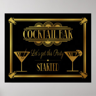 Affiche ART Deco Cocktail bar signe Gatsby Party des année