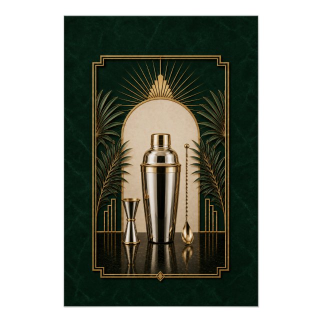 Affiche Art Déco Cocktail Shaker | Art de Bar (Devant)