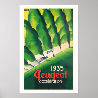 Affiche Art Déco de course automobile de voiture a