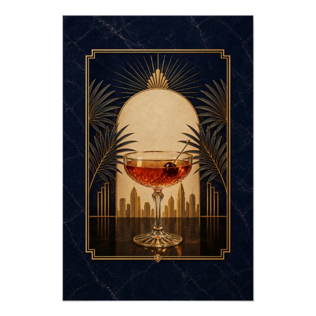 Affiche Art Déco de Manhattan | Gatsby parlant imp (Devant)