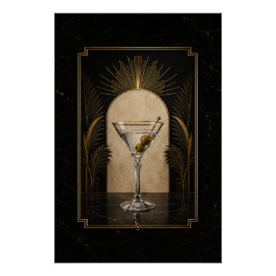 Affiche Art Déco Dirty Martini   Imprimable Bar à 