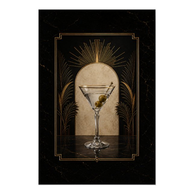 Affiche Art Déco Dirty Martini | Imprimable Bar à  (Devant)