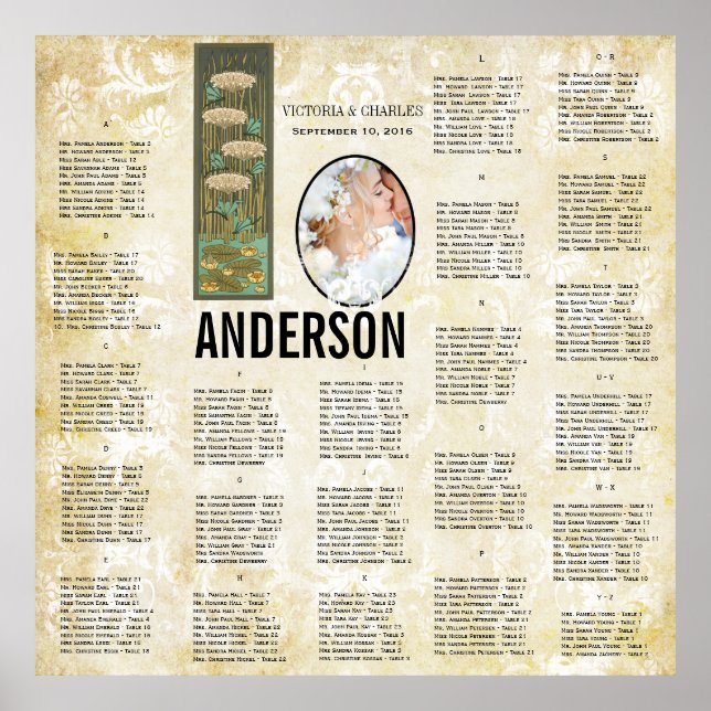 Affiche ART DECO Dragonfly Photo Mariage Carte de siège (Devant)