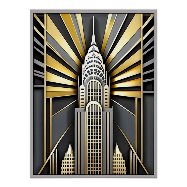 Affiche Art Déco du Chrysler Building. (Devant)