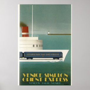 Affiche Art Déco du Train d'Express d'Orient