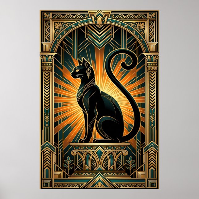 Affiche Art Deco Egyptian Revival Bastet Wall Art (Devant)
