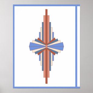 Affiche Art deco elements in rose gold & blue
