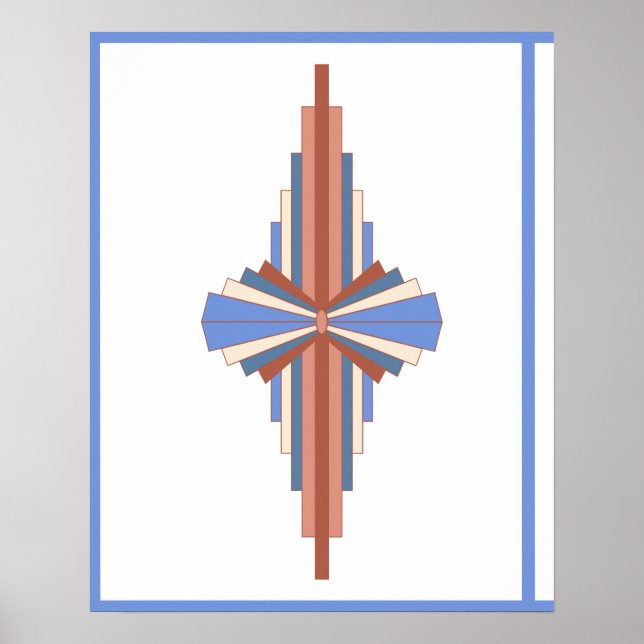 Affiche Art deco elements in rose gold & blue (Devant)