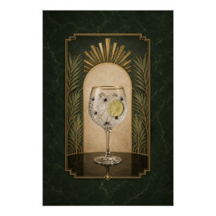 Affiche Art Déco Gin & Tonic Art de Bar