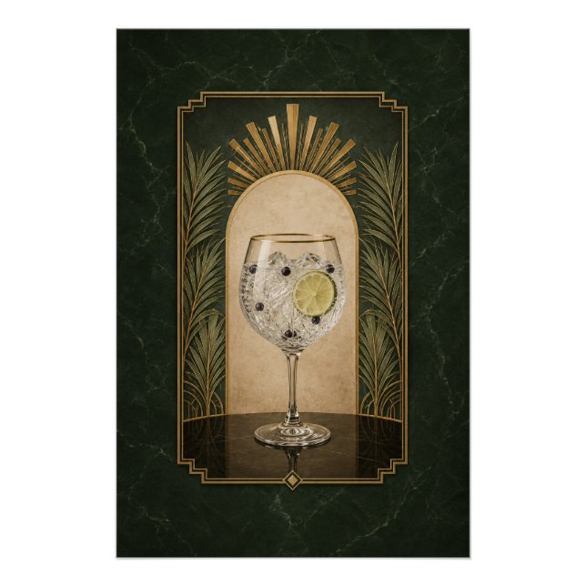 Affiche Art Déco Gin & Tonic | Art de Bar (Devant)