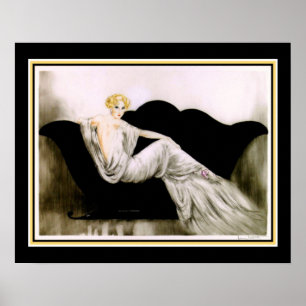 Affiche Art Deco "Girl On The Black Sofa"