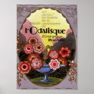 Affiche Art Deco Label Odalisque Toilette