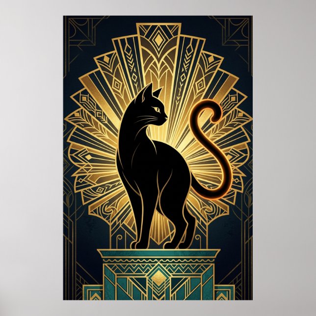 Affiche Art Deco Minimal Cat Profile Wall Art (Devant)