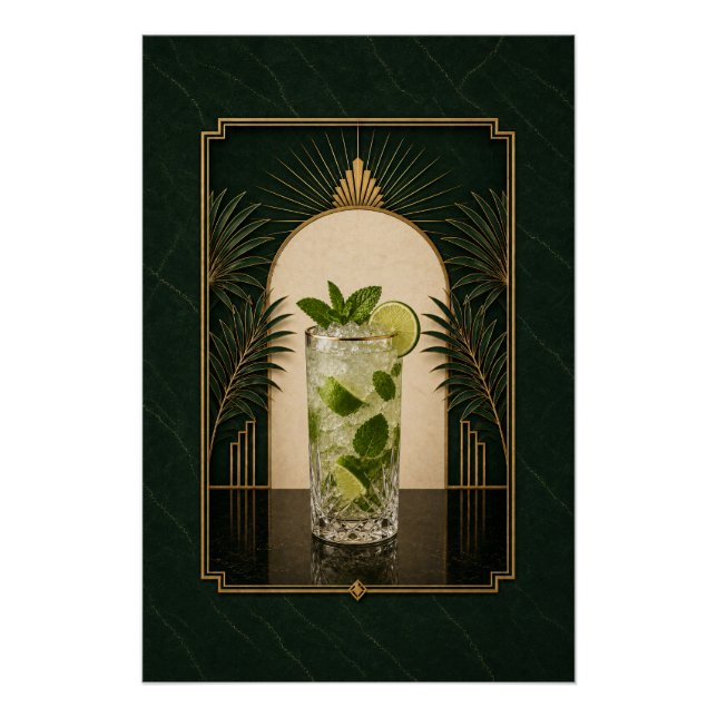 Affiche Art Déco Mojito | Décoration de bar (Devant)
