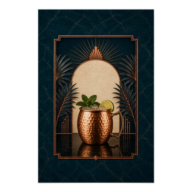 Affiche Art Déco Moscow Mule | Décoration de bar (Devant)