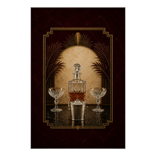 Affiche Art Déco Nature Morte Carafe Art de Bar