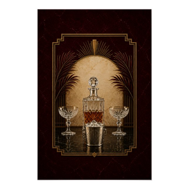 Affiche Art Déco Nature Morte Carafe | Art de Bar (Devant)