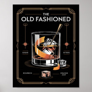 Affiche Art Deco Old Fashioned Cocktail Wall