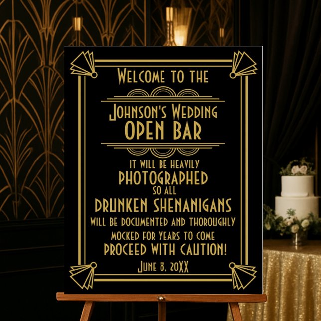 Affiche ART Deco Open bar signe pour le Gatsby Party des a (Créateur téléchargé)