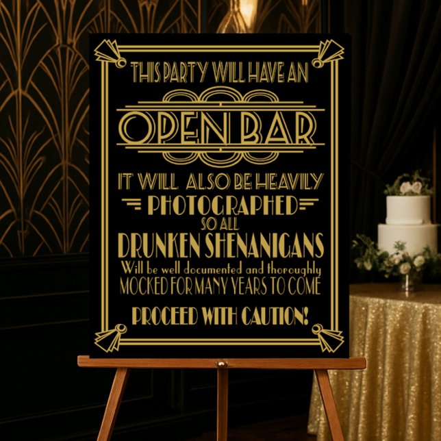 Affiche ART Deco Open bar signe pour le Gatsby Party des a (Créateur téléchargé)
