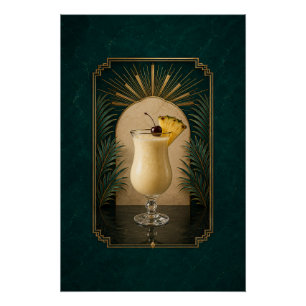 Affiche Art Déco Piña Colada Décoration de bar