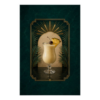 Affiche Art Déco Piña Colada | Décoration de bar
