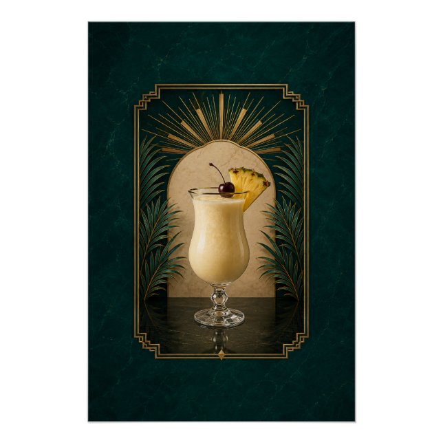 Affiche Art Déco Piña Colada | Décoration de bar (Devant)
