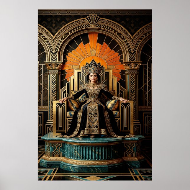 Affiche Art Deco Queen Throne Gilded Palace Gold (Devant)