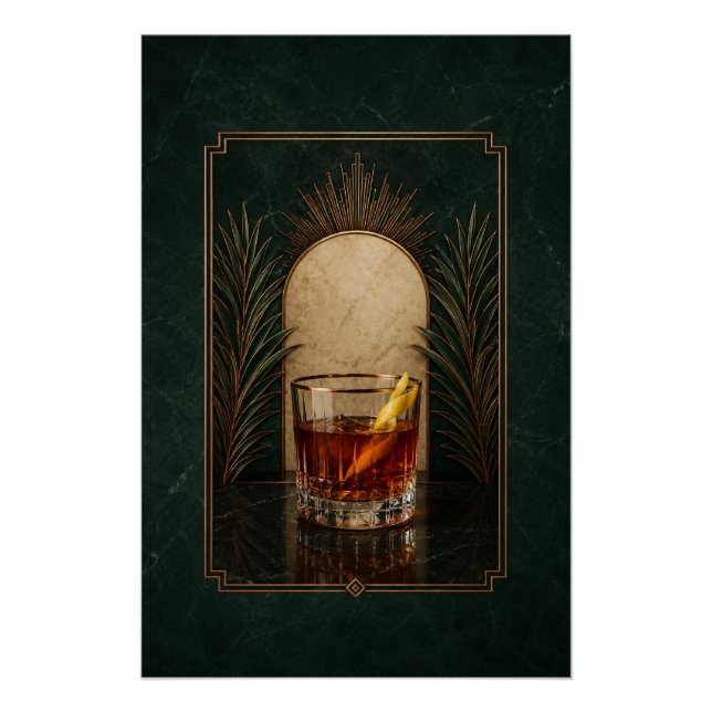 Affiche Art Déco Sazerac | Décoration de bar (Devant)