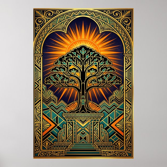 Affiche Art Deco Vintage Film Reel Monument Gold (Devant)